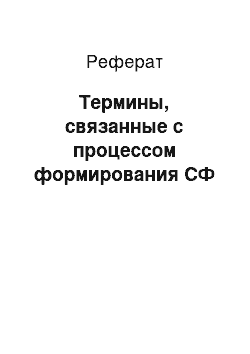 Реферат: Термины, связанные с процессом формирования СФ