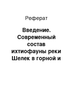 Реферат: Введение. Современный состав ихтиофауны реки Шелек в горной и предгорной зонах