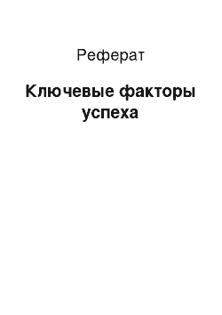 Реферат: Ключевые факторы успеха