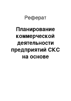 Реферат: Планирование коммерческой деятельности предприятий СКС на основе предварительного анализа запросов