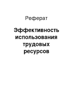 Реферат: Эффективность использования трудовых ресурсов