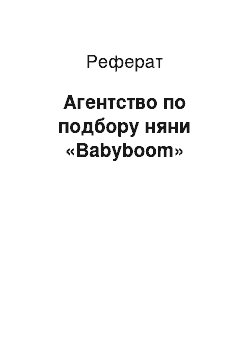 Реферат: Агентство по подбору няни «Babyboom»