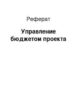 Реферат: Управление бюджетом проекта