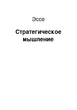 Эссе: Стратегическое мышление