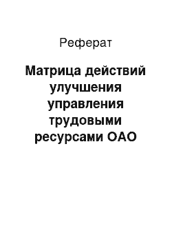 Реферат: Матрица действий улучшения управления трудовыми ресурсами ОАО «ТХФП»