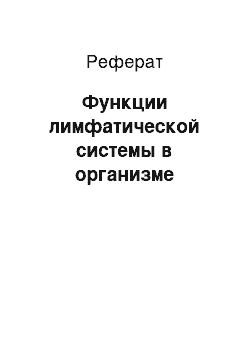 Реферат: Функции лимфатической системы в организме