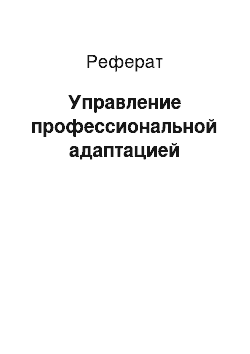 Реферат: Управление профессиональной адаптацией