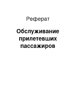 Реферат: Обслуживание прилетевших пассажиров