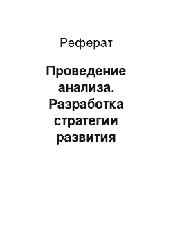 Реферат: Проведение анализа. Разработка стратегии развития туристской фирмы ООО "Аркадия-тур"