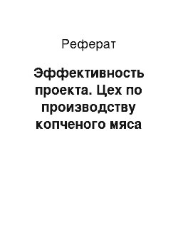 Реферат: Эффективность проекта. Цех по производству копченого мяса