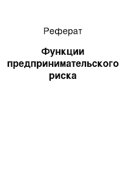 Реферат: Функции предпринимательского риска