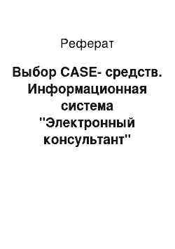 Реферат: Выбор CASE-средств. Информационная система "Электронный консультант"