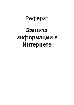 Реферат: Защита информации в Интернете