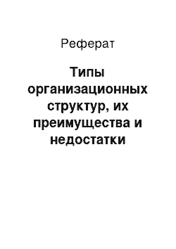 Реферат: Типы организационных структур, их преимущества и недостатки