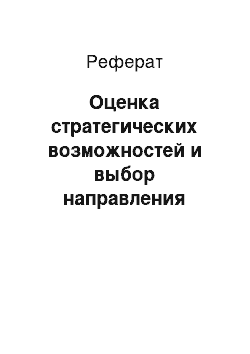 Реферат: Оценка стратегических возможностей и выбор направления стратегического развития предприятия