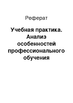 Реферат: Учебная практика. Анализ особенностей профессионального обучения персонала в туристическом бизнесе