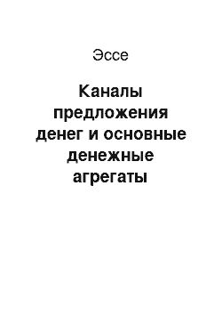 Эссе: Каналы предложения денег и основные денежные агрегаты