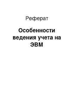 Реферат: Особенности ведения учета на ЭВМ