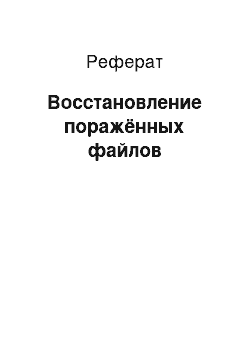 Реферат: Восстановление поражённых файлов