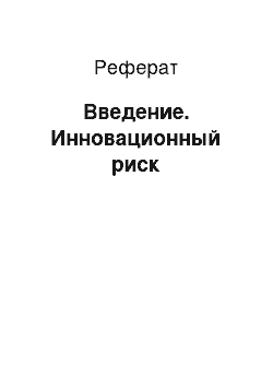 Реферат: Введение. Инновационный риск