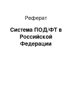 Реферат: Система ПОД/ФТ в Российской Федерации