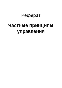 Реферат: Частные принципы управления