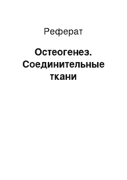 Реферат: Остеогенез. Соединительные ткани