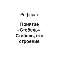 Реферат: Понятие «Стебель». Стебель, его строение