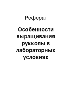 Реферат: Особенности выращивания рукколы в лабораторных условиях