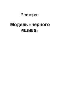 Реферат: Модель «черного ящика»