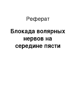 Реферат: Блокада волярных нервов на середине пясти