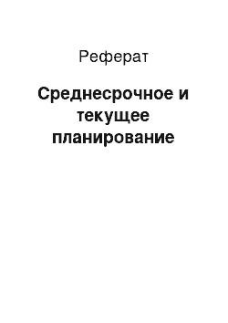 Реферат: Среднесрочное и текущее планирование