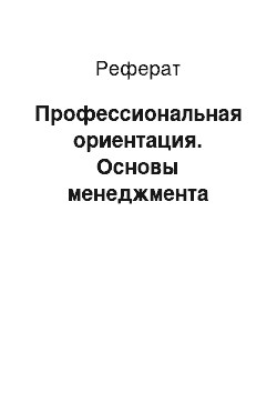 Реферат: Профессиональная ориентация. Основы менеджмента