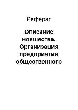 Реферат: Описание новшества. Организация предприятия общественного питания "Блинная"