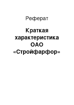 Реферат: Краткая характеристика ОАО «Стройфарфор»