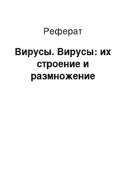 Реферат: Вирусы. Вирусы: их строение и размножение