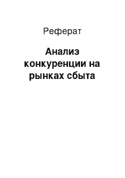 Реферат: Анализ конкуренции на рынках сбыта