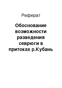 Реферат: Обоснование возможности разведения севрюги в притоках р.Кубань