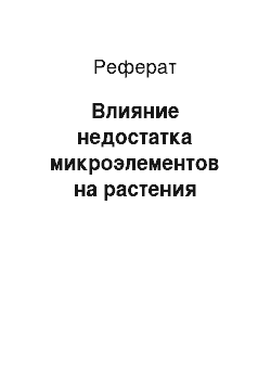 Реферат: Влияние недостатка микроэлементов на растения