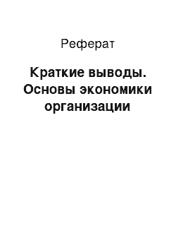 Реферат: Краткие выводы. Основы экономики организации