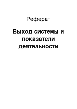 Реферат: Выход системы и показатели деятельности