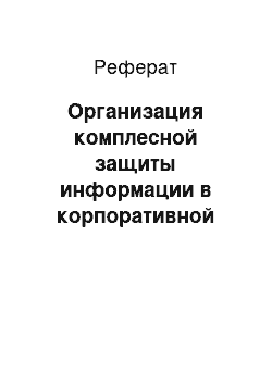 Реферат: Организация комплесной защиты информации в корпоративной сети