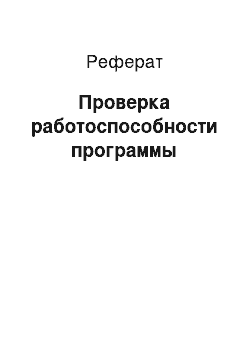 Реферат: Проверка работоспособности программы