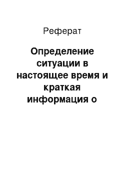 Реферат: Определение ситуации в настоящее время и краткая информация о предприятии