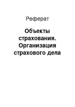 Реферат: Объекты страхования. Организация страхового дела