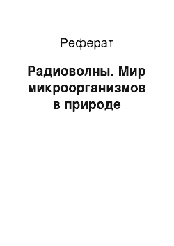 Реферат: Радиоволны. Мир микроорганизмов в природе