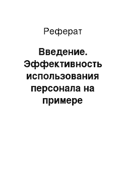 Реферат: Введение. Эффективность использования персонала на примере муниципальных учреждений здравоохранения