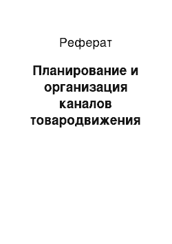 Реферат: Планирование и организация каналов товародвижения