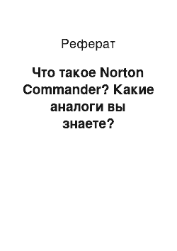 Реферат: Что такое Norton Commander? Какие аналоги вы знаете?