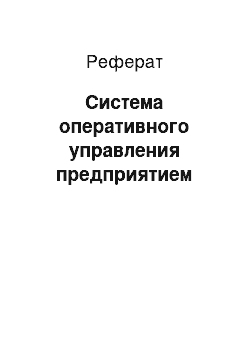 Реферат: Система оперативного управления предприятием